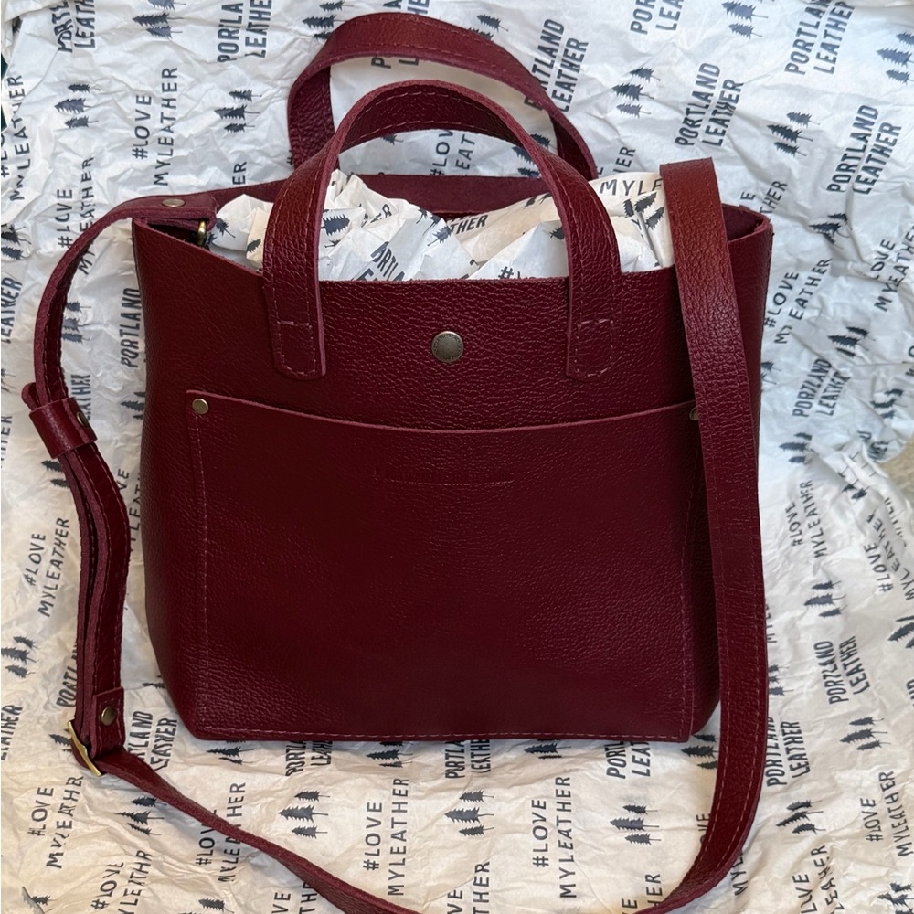 Mini Crossbody Tote Classic Snap Rhubarb Portland Leather Goods NEW